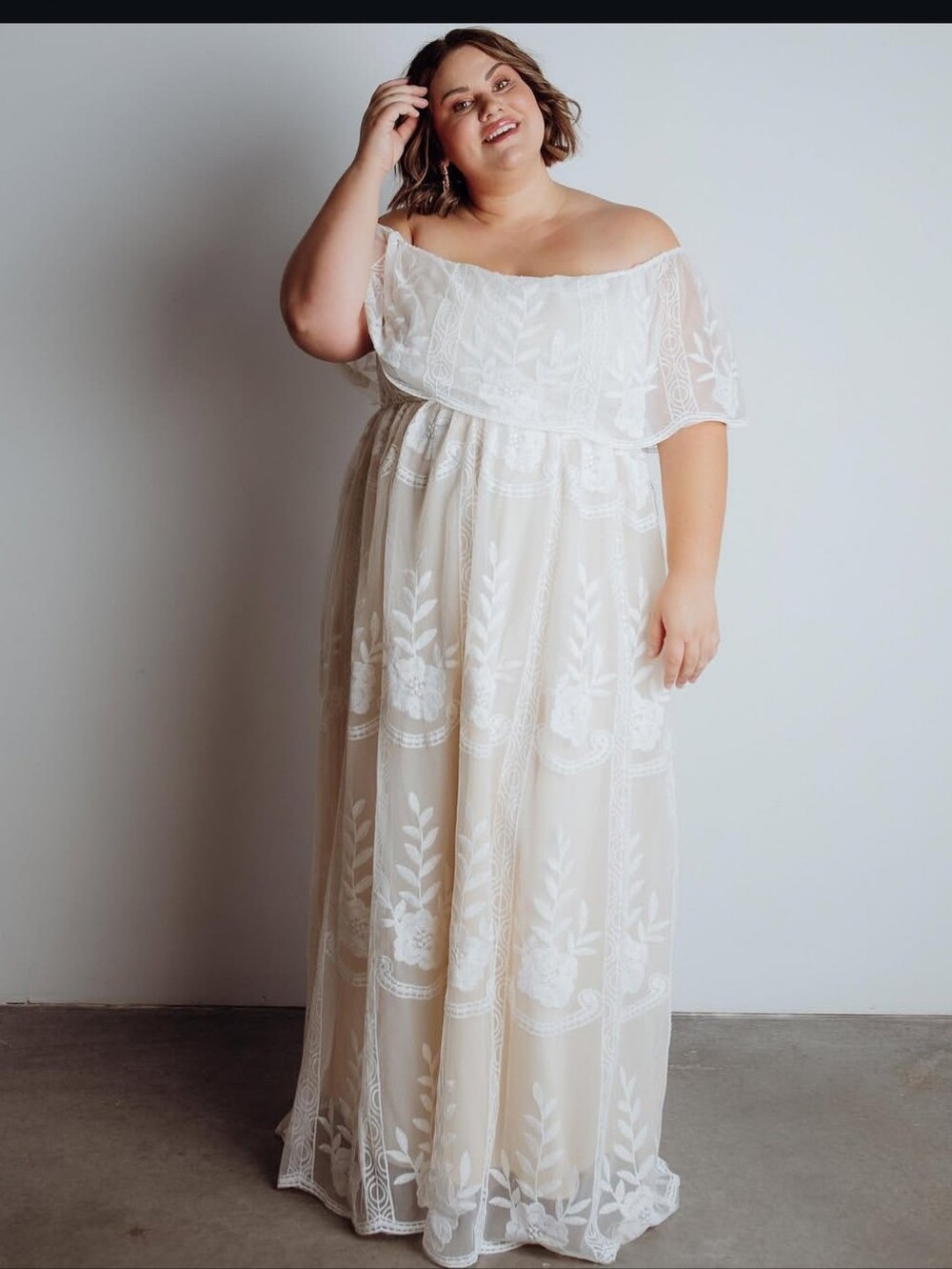 Baltic Born Leon White Lace Off-the-Shoulder Maxi Dress Size XXXL